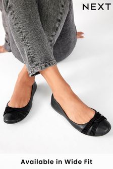 Black Forever Comfort® Twist Leather Ballerina Shoes (M51669) | £45