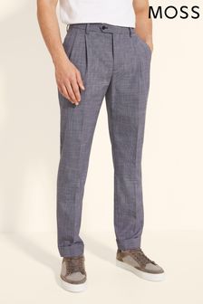 Moss Tailored Fit Mid Blue Puppytooth Suit: Trousers