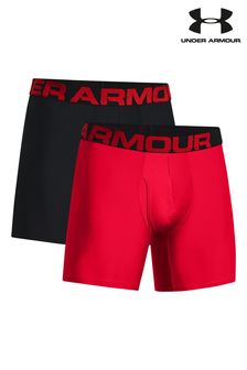 Under Armour Tech Red 6 Inch Boxer 2 Pack