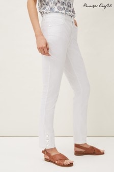 Phase Eight White Bobbie Skinny Button Hem Jeans