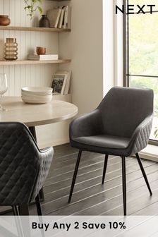 Set of 2 Hamilton Arm Dining Chairs With Black Legs