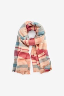 Check Mid Weight Tassel Scarf