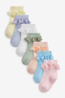 7 Pack Lace Frill Ankle Socks (0mths-2yrs)