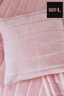 Sassy B Pink Hella Cosy Banded Faux Fur Cushion