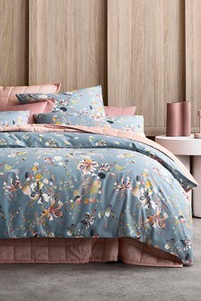 Sheridan Blue Andorra Floral Duvet Cover and Pillowcase Set