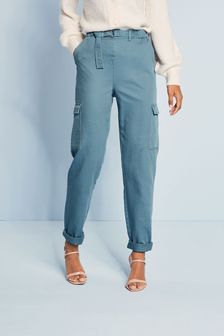 Twill Belted Cargo Trousers
