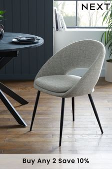 Set of 2 Tweedy Plain Mid Grey Hewitt Black Leg Dining Chairs (M56508) | £299