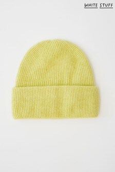 White Stuff Chartreuse Ribbed Beanie