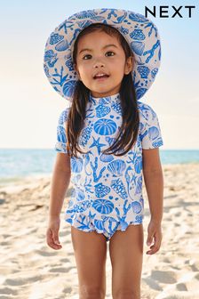 White/Blue 2 Piece Sunsafe Swimset (3mths-7yrs) (M57123) | £15 - £17