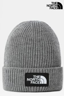 The North Face Grey Logo Box Beanie