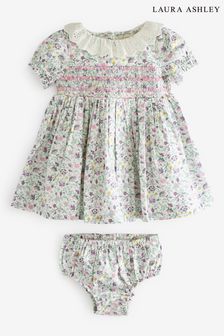 Laura Ashley Embroidered Smock Collar Prom Dress