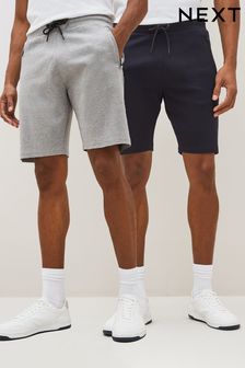Navy Blue/Grey 2 Pack Straight Zip Pocket Jersey Shorts (M58837) | £36