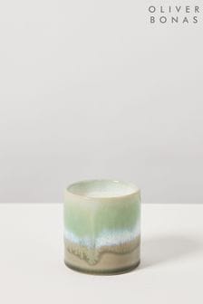Oliver Bonas Green Reactive Glaze Ceramic Scented Candle