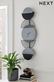 Grey Sculptural Metal Wall Clock