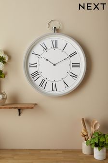 Grey Extra Large Pretty Vintage Wall Clock (M59243) | £85