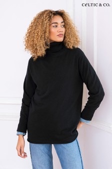 Celtic & Co. Womens Black Geelong Slouch Roll Neck Jumper