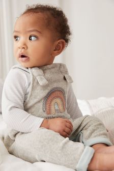 Baby Rainbow Dungarees and Bodysuit Set
