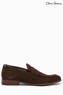 Oliver Sweeney Brown Bibury Suede Penny Loafers