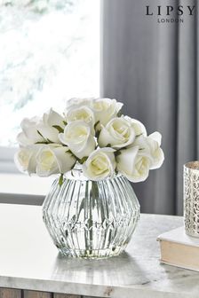 Lipsy White Artificial Floral In Glass Vase (M62892) | £30