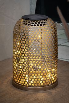 Gold Solar Metal Gold Bee Lantern