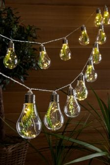 Set of 15 Green Solar Garden Fern Festoon Fairy Line Lights With Firefly LED (M63125) | £22