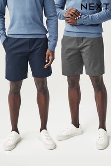 Navy/Charcoal Grey 2 Pack Straight Stretch Chino High Shorts (M63163) | £36