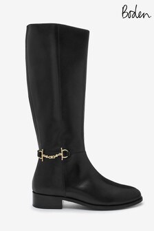 Boden Black Snaffle Detail Riding Boots