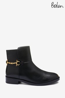 Boden Black Snaffle Detail Ankle Boots