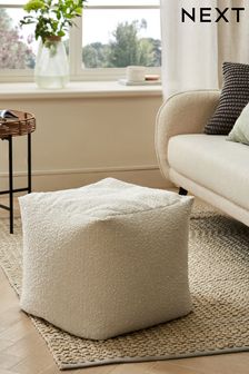 Natural Boucle Textured Cube Beanbag (M64387) | £60