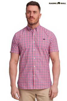 Raging Bull Pink Short Sleeve Multi Check Poplin Shirt