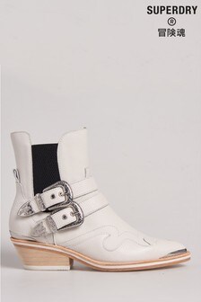 Superdry White Limited Edition Dry Buckle Boots