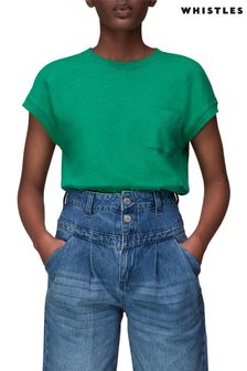 Whistles Green Ember Linen Pocket T-Shirt