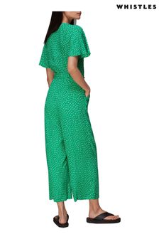 Whistles Green Stamped Spot Jemma Jumpsuit