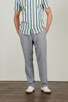 Grey Regular Fit Drawstring Linen Blend Trousers (M65032) | £25