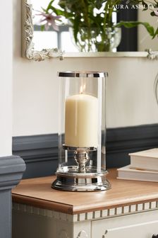Glass/Silver Glass And Silver Cylinder Hurricane Lamp