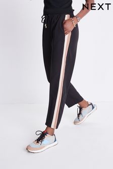 womens black trousers with side stripe