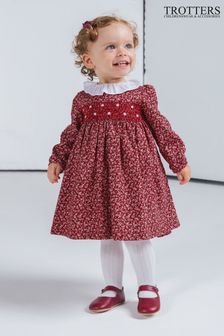 Trotters London Red Bonnie Smocked Dress