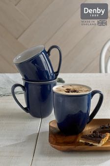 Denby 4 Piece Dark Blue Elements Coffee Mugs