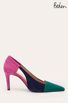 Boden Green Cut Out Suede Court Shoes