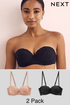 Black/Nude Lace Light Pad Strapless Multiway Bras 2 Pack (M67721) | £29