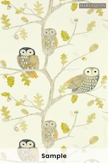 Harlequin Natural Little Owls Wallpaper Sample Children's Wallpaper