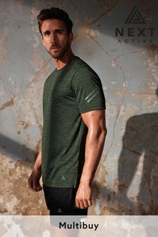 Khaki Green Short Sleeve Tee Active Gym & Training T-Shirt (M68203) | £16