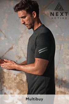 Charcoal Grey Short Sleeve Tee Active Gym & Training T-Shirt (M68208) | £16