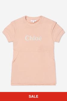 Chloe Kids Girls Short Sleeve Sweater Dress in Pink