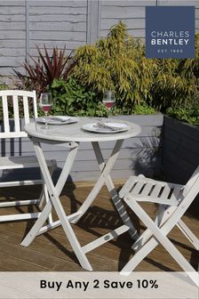 Charles Bentley White Garden Acacia White Washed Wooden Bistro Set