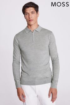 Polo Neck Plain Merino Wool Knitwear 
