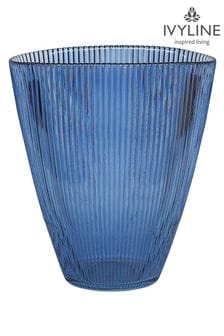 Ivyline Blue Christmas Navy Tall Ribbed Vase