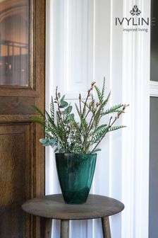 Ivyline Green Christmas Emerald Tall Ribbed Vase