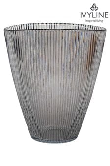 Ivyline Grey Christmas Charcoal Tall Ribbed Vase