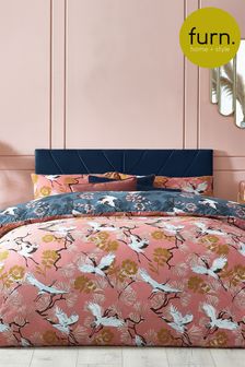 furn. Blush Pink Demoiselle Botanical Reversible Duvet Cover and Pillowcase Set
